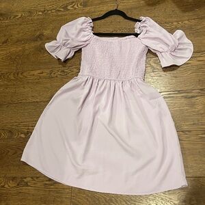 Purple lilac puff sleeve dress